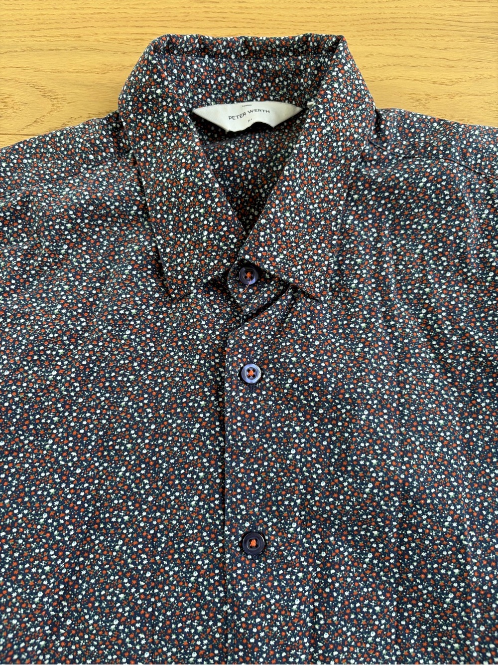 Peter Werth Men’s short-sleeve Navy Micro Floral Button-Down Shirt